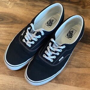 Vans Men’s Black Canvas Low-Top Sneakers with White Laces